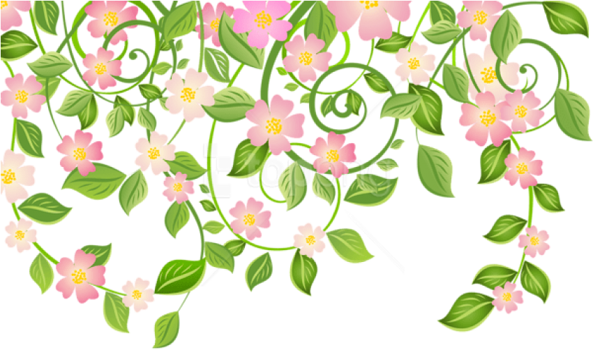 Free Png Download Spring Blossom Decoration With Leaves - Transparent Spring Clipart (850x510), Png Download