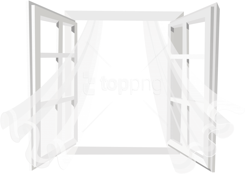 Free Png Download Open Window With Curtain Clipart - Open Window Png Transparent (850x604), Png Download