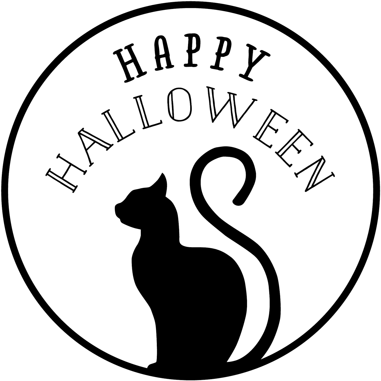 Cat Happy Halloween Stamp - Happy Halloween Cat Clipart (1280x1280), Png Download