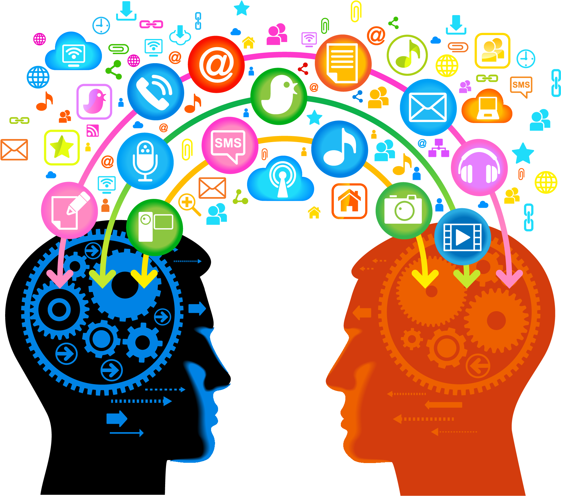 Intelligent Clipart Human Brain - Connecting With Customers Png (2054x2263), Png Download