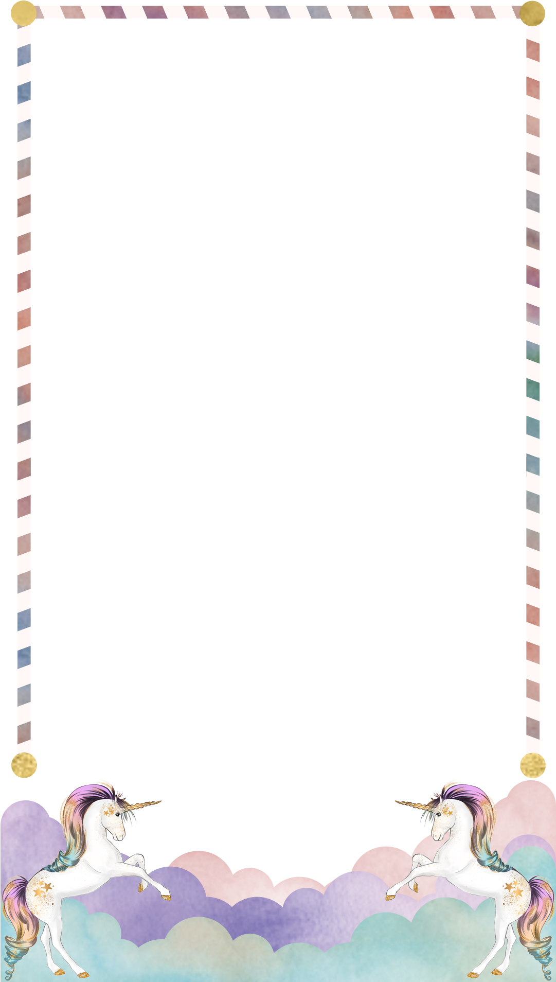 Unicorn Border - Cartoon (1080x1920), Png Download