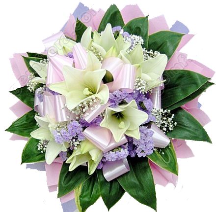 Hb027 Longiflorum Lily With Baby's Breath - Lily (450x450), Png Download