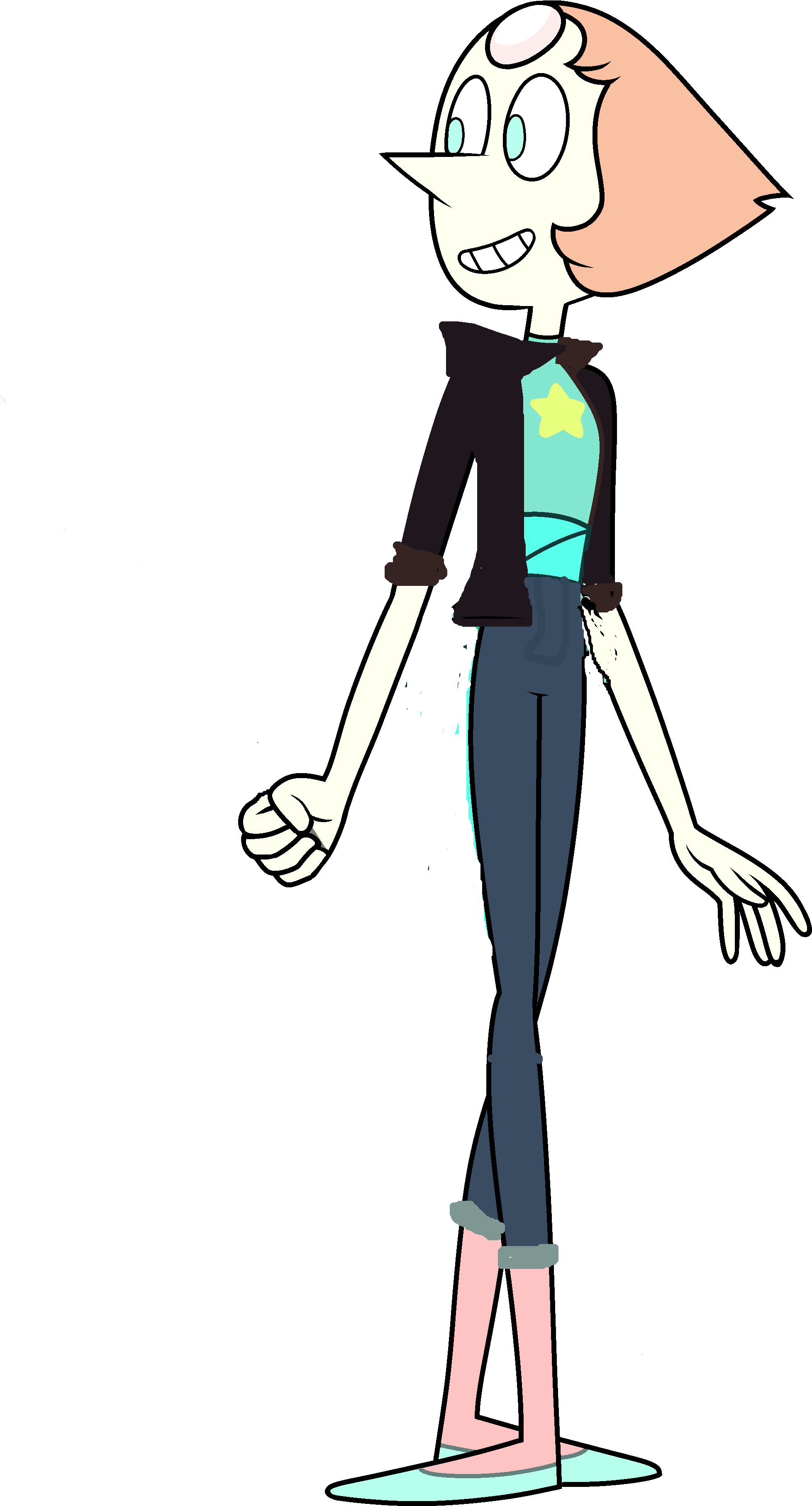 Pearl With Jacket And Jeans - Steven Universe Characters Pearl (2400x3933), Png Download
