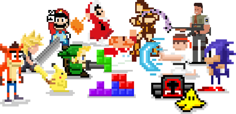 Game Character Montage - Retro Games Transparent (754x365), Png Download