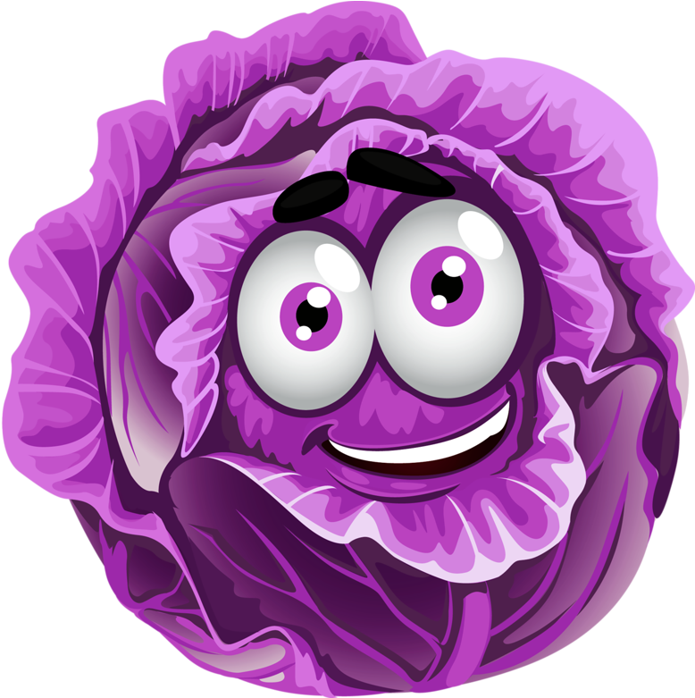 Lettuce Clipart Purple Cabbage - Fruits And Vegetables Cartoon (800x780), Png Download