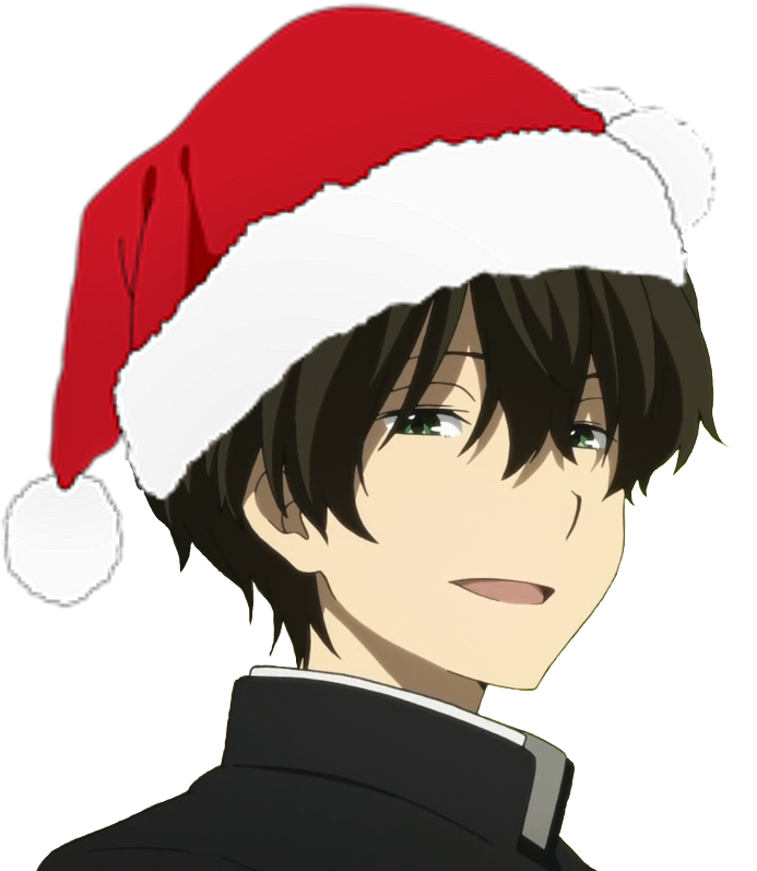 Santa Hat Clipart Anime Guy Christmas - Hyouka Png (720x824), Png Download