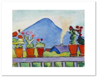 August Macke, Geraniums Before Blue Mountain, 1911, - August Macke Geraniums Before Blue Mountain (390x351), Png Download