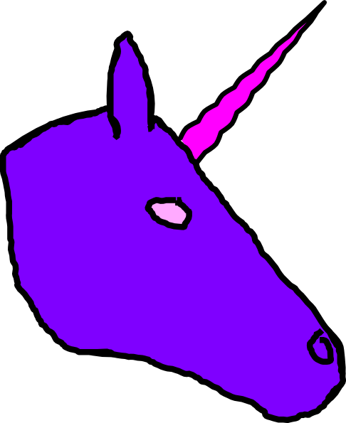 Purple Unicorn Head Art (486x595), Png Download