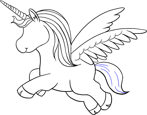 Drawn Pice Unicorn - Cartoon Unicorns (678x600), Png Download