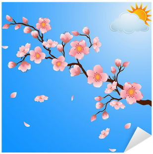 Blooming Cherry Blossom With Falling Petals - Cherry Blossom Light Background (400x400), Png Download