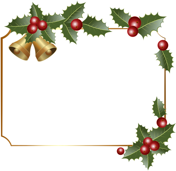 Christmas Border Decor With Bells Png Clipart Image - Free Png Christmas Borders (600x584), Png Download