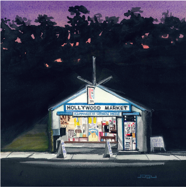 The Famous Hollywood Market Watercolor By Josu Landaluce - Poster (792x864), Png Download