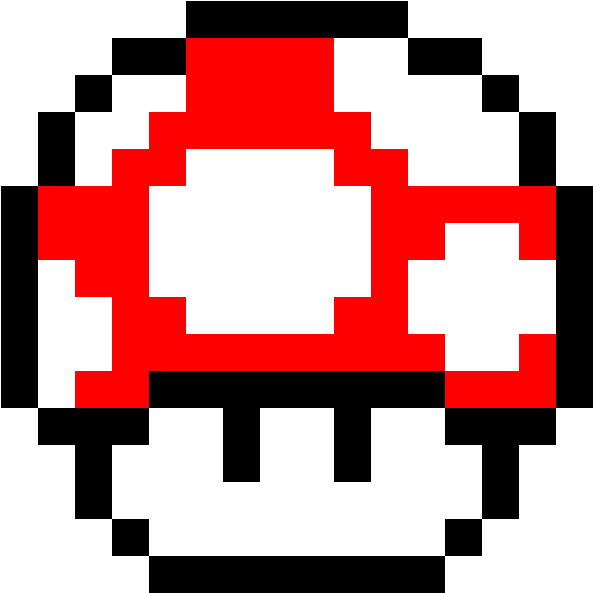 Super Mario Bros Red Mushroom - 1up Mushroom Pixel Art (1184x1184), Png Download