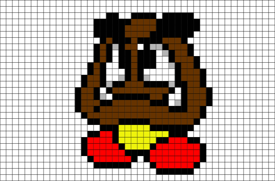 Minecraft Pixel Art Goomba (880x581), Png Download