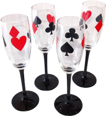 Card Suit Motif Champagne Glasses - Poker Theme Champagne Glasses (500x500), Png Download