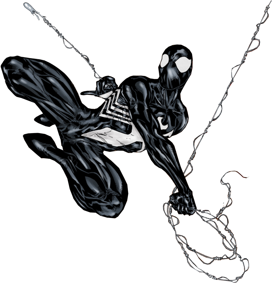 Black Suit Spider Man Black Suit Spiderman Swinging (1000x978), Png
