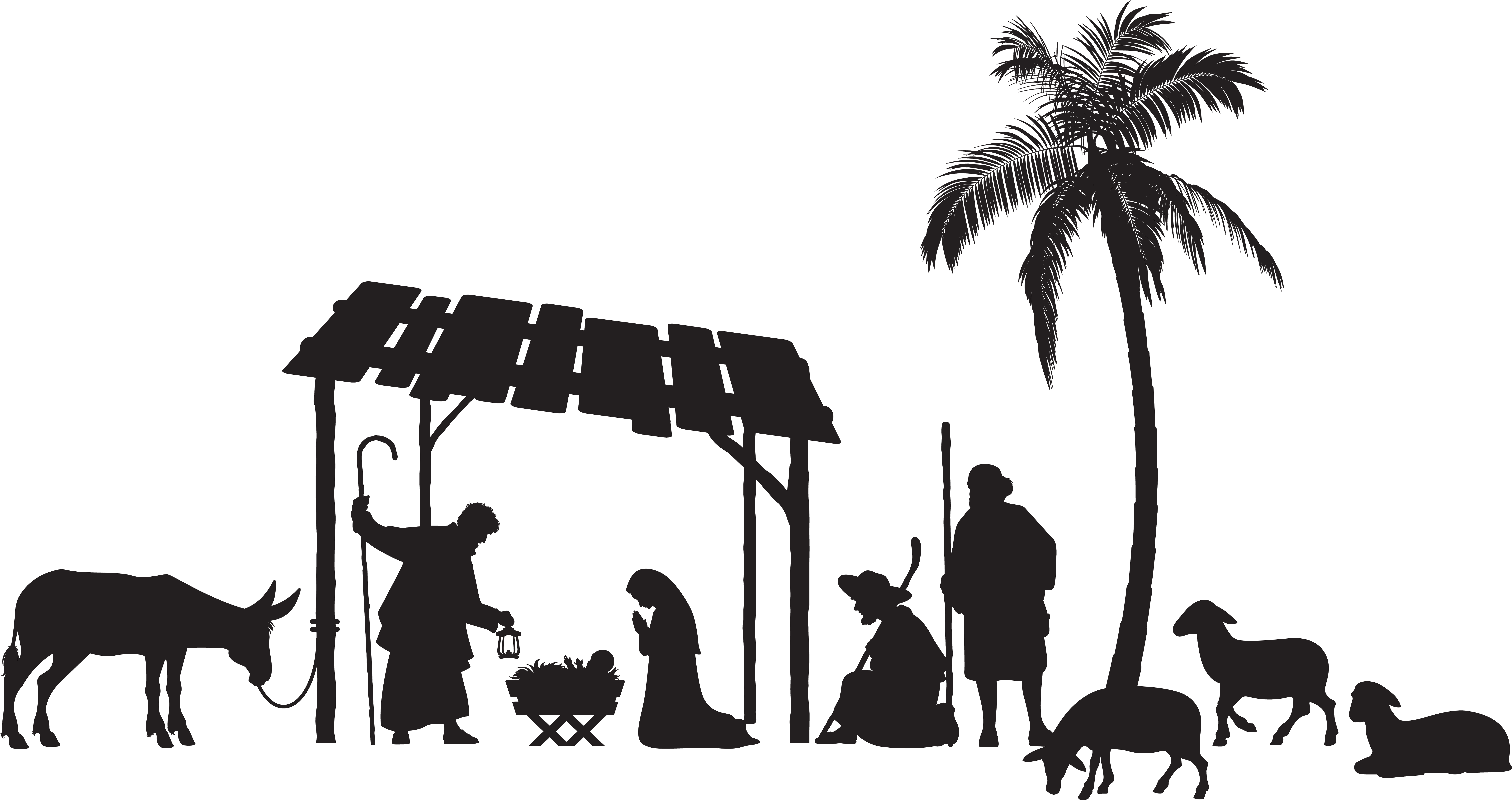 Nativity Silhouette Png (8000x4231), Png Download
