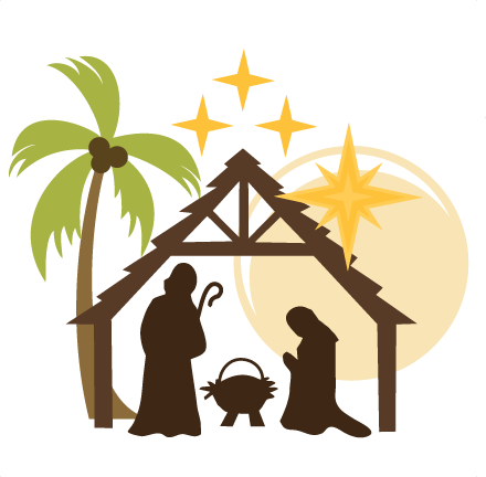 Clipart Black And White Download Christmas Nativity - Nativity Clipart Transparent Background (440x432), Png Download
