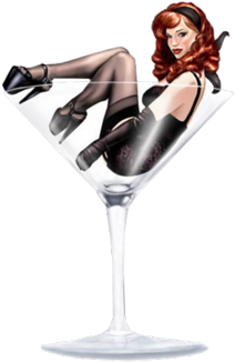 Redhead In Martini Glass (311x400), Png Download
