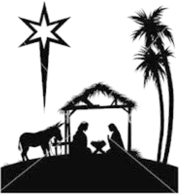 Patrick Roman Catholic Church We Wish To Welcome You - Black And White Nativity (768x768), Png Download