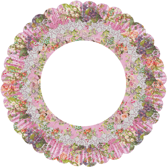 Flowers Oval Lace Frame - Circle (600x595), Png Download