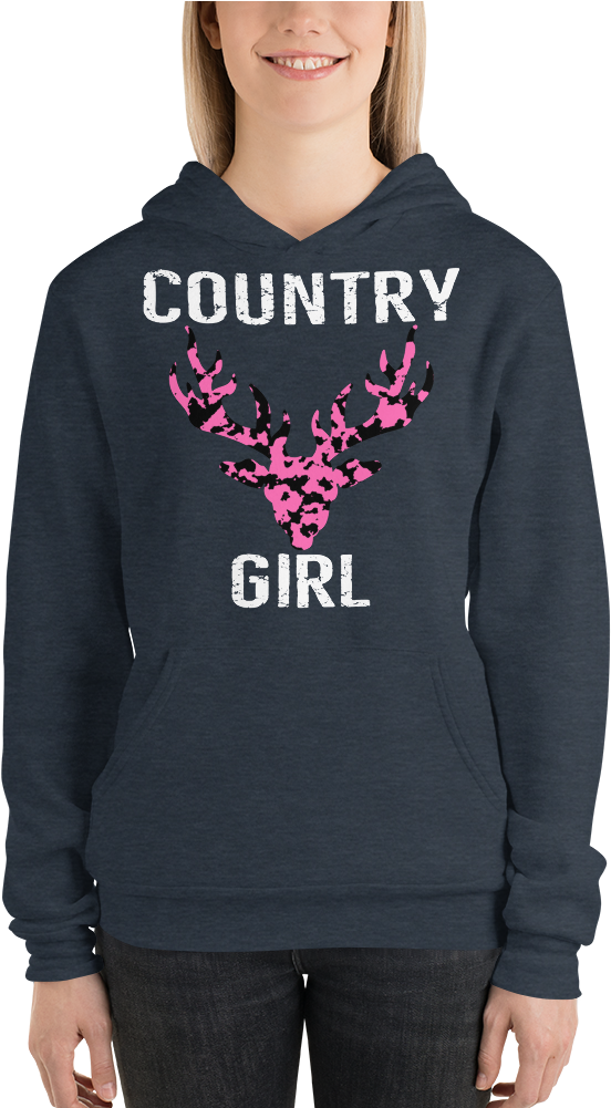 Pink Camo “country Girl” Deer Head Hoodie - Sweatshirt (1000x1000), Png Download