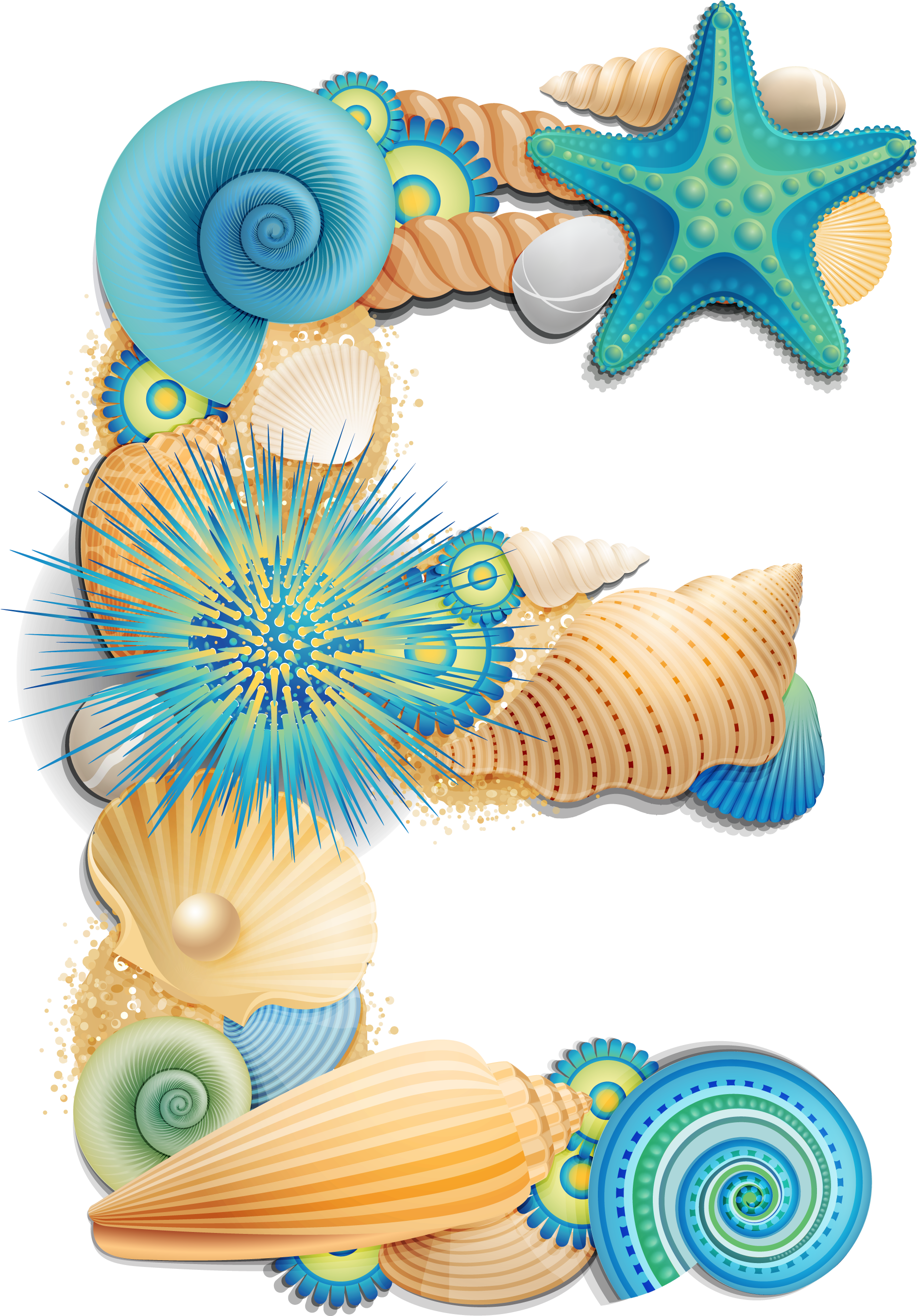 Alpha Blue Png - Shell Letters Clip Art (1900x2709), Png Download