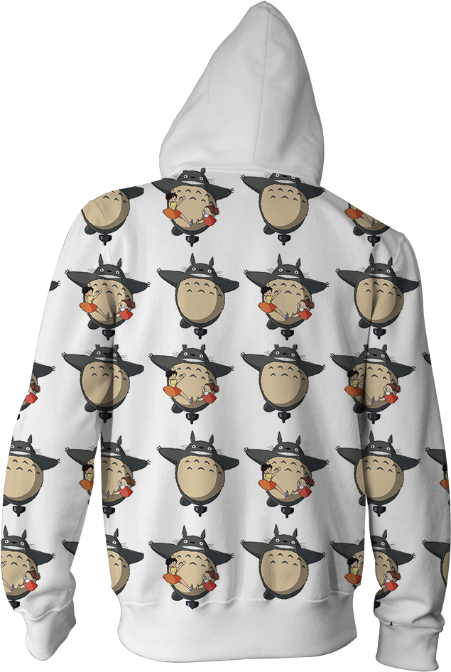 Ghibli Studio My Neighbor Totoro Seamless Zip Up Hoodie - Hoodie Template (1024x1024), Png Download