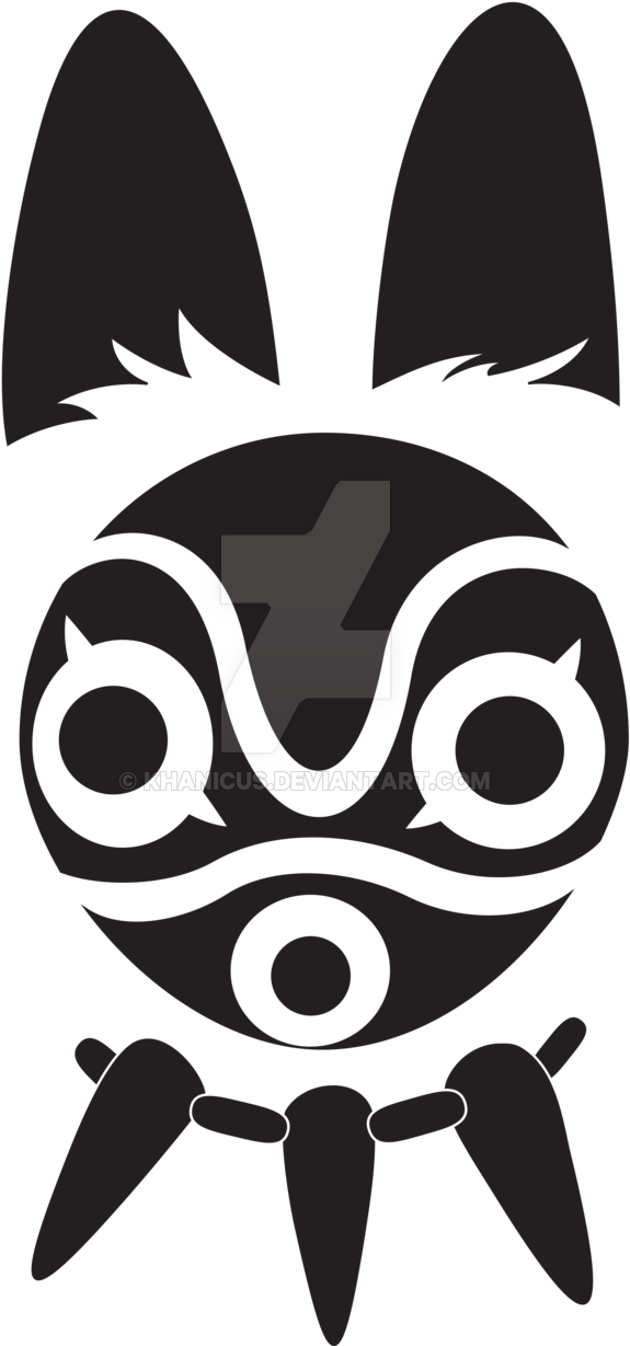 Studio Ghibli - Princess Mononoke Mask Decal (600x1332), Png Download
