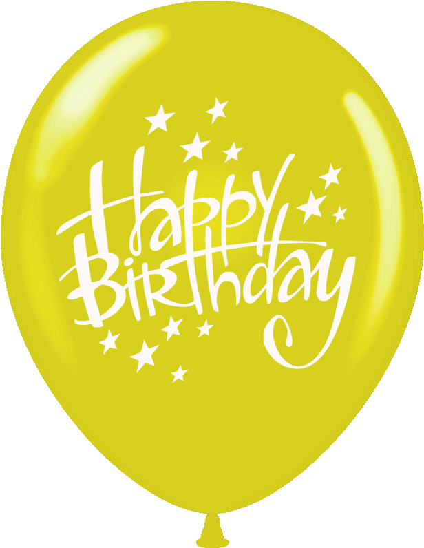 Balloons Printed Happy Birthday With Stars 1 Side 100 - Balloon (800x800), Png Download