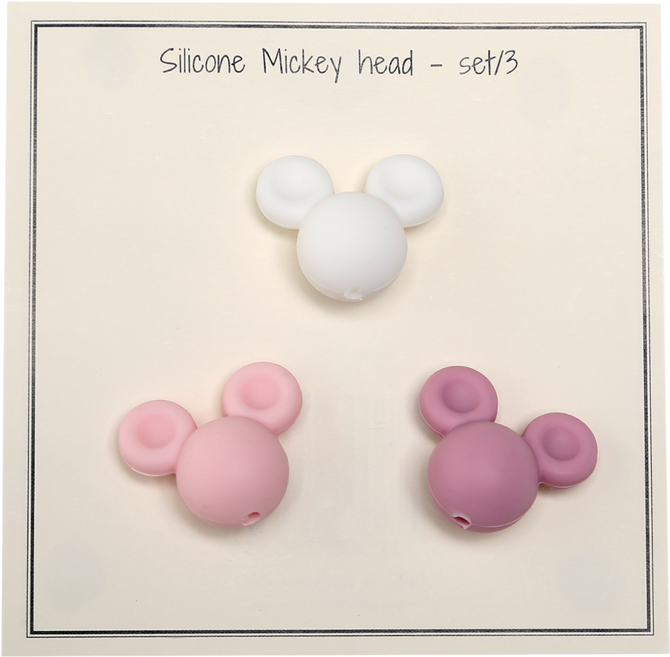 Silicone Beads - Mickey - Set/3 - Baby Pink/1 - Old - Paw (1000x1400), Png Download