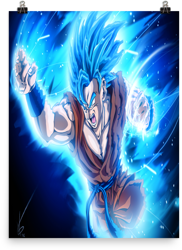 Blue Goku Poster - Graphic Design (1000x1000), Png Download