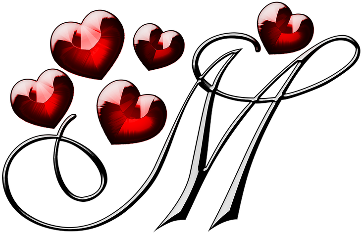 M Letter With Hearts - M Word Images In Heart (960x718), Png Download