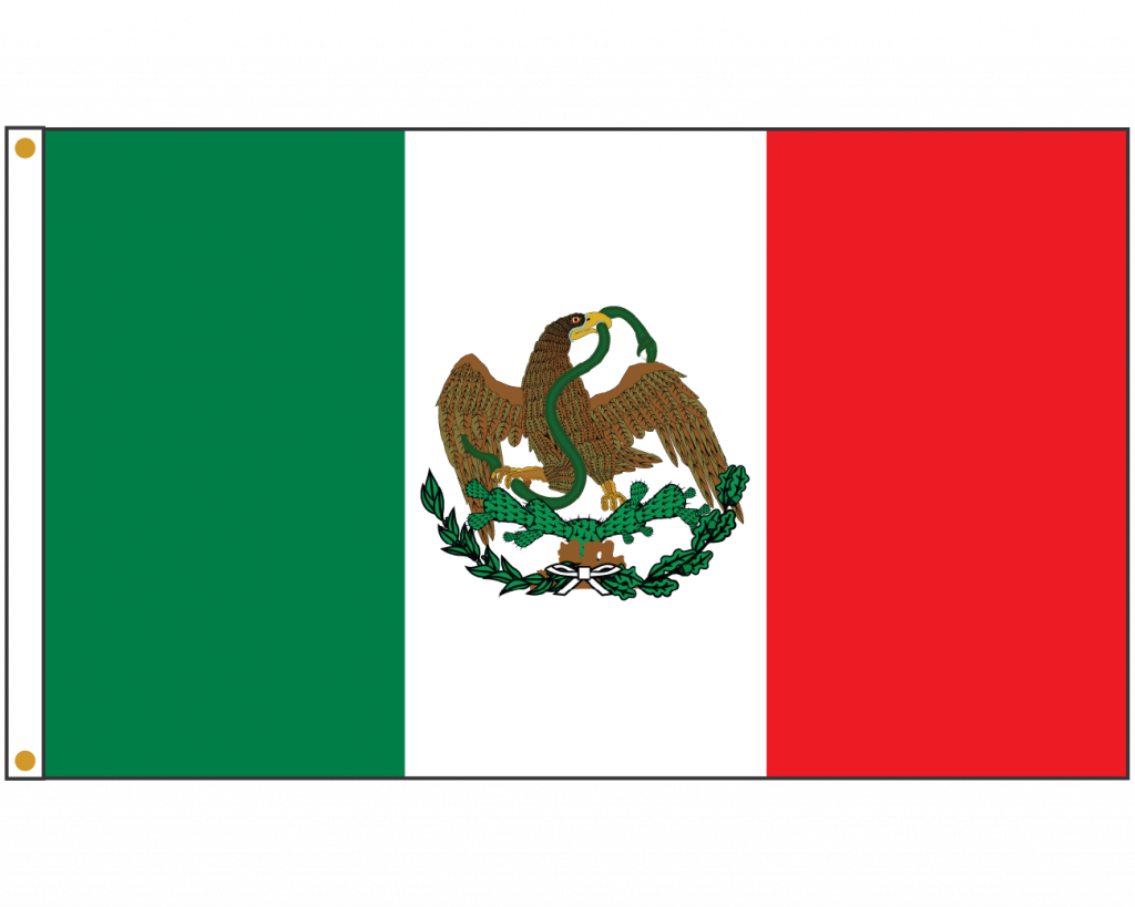 Picture Of A Mexican Flag - Mexico Flag (1024x819), Png Download