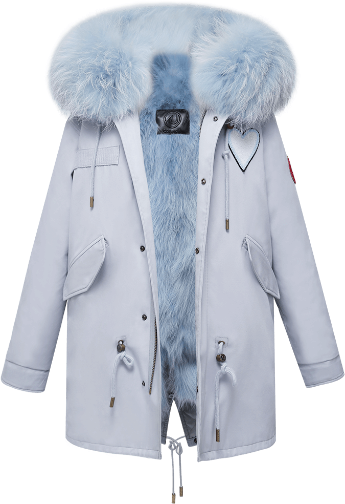 The Queen Of Hearts Parka Blue Fox - Fur Clothing (800x1200), Png Download