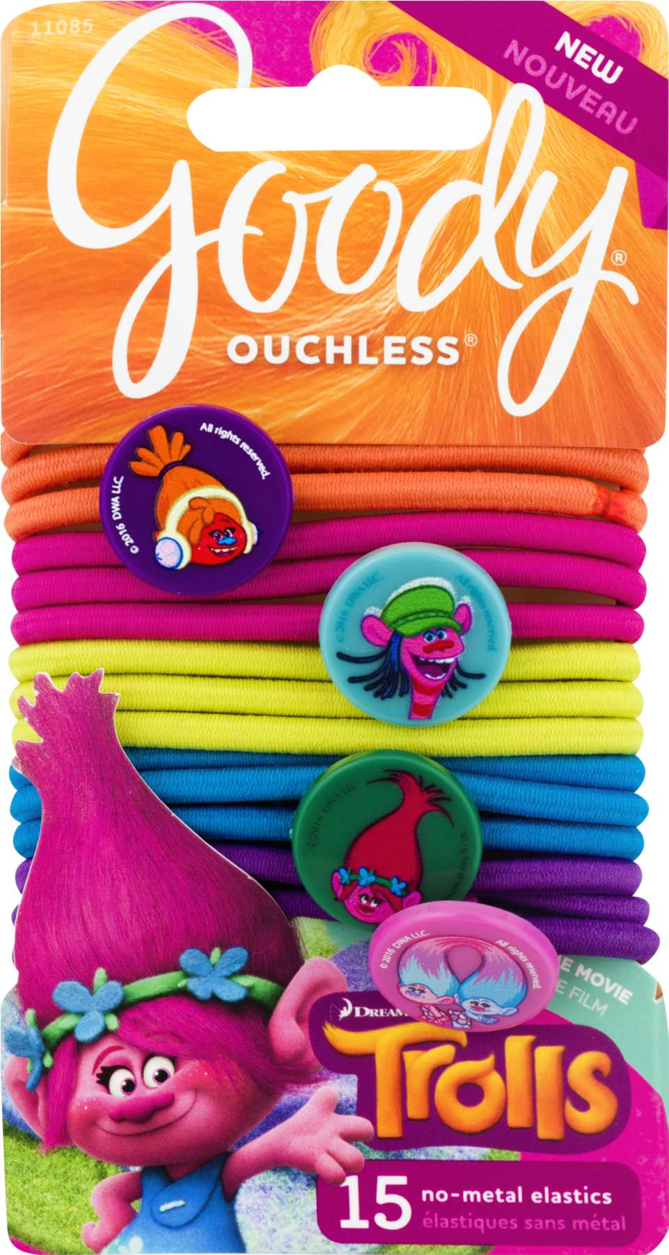 Goody Trolls Ouchless Hair Elastics With Charms, Assorted - Hair Tie (1800x1800), Png Download