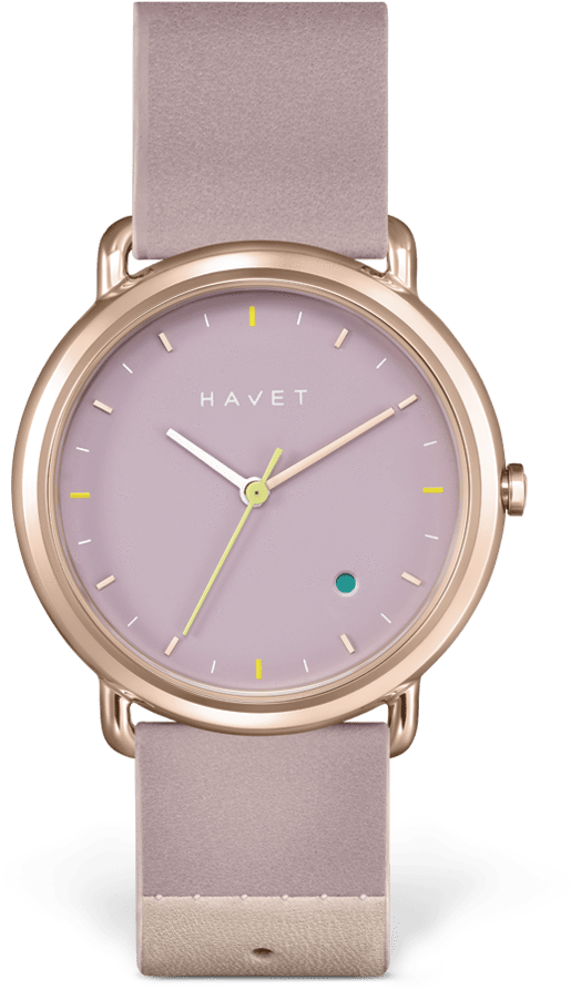 Oro Rosa Esfera Malva Piel Bicolor - Analog Watch (735x1024), Png Download