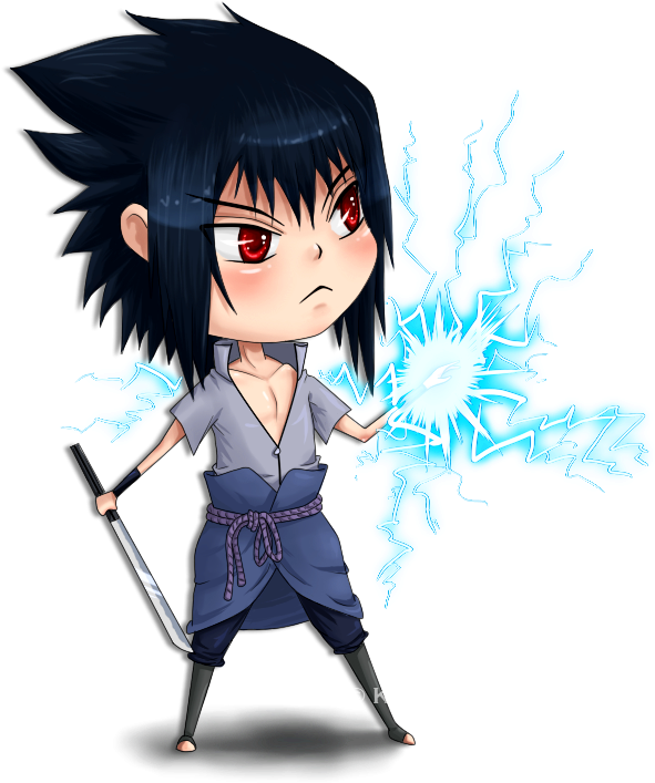 Чибик Саске И Чидори - Sasuke Chidori Png Gif (635x800), Png Download