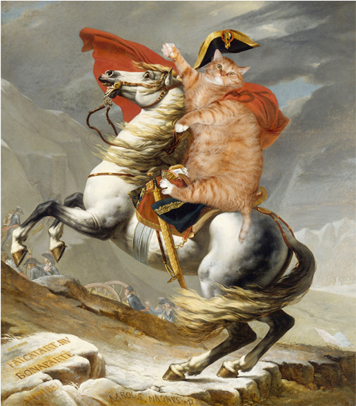 Jacques-louis David, Napoleon Crossing The Alps - Fat Ginger Cat Art (800x587), Png Download