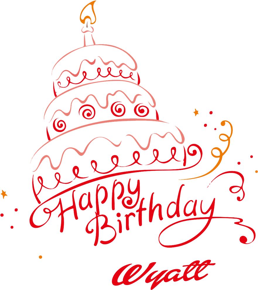 Wyatt Happy Birthday Vector Cake Name Png - Calligraphy (1088x1121), Png Download