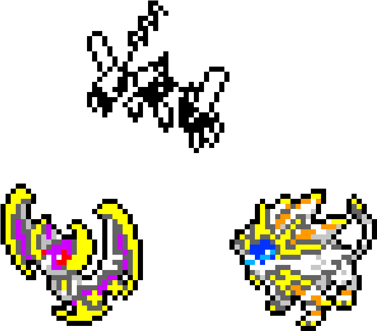 Lunala And Solgaleo And Necrozma - Necrozma Pixel Art (1040x880), Png Download