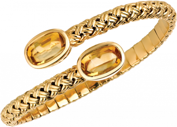 18kt Yellow Gold Vannerie Spring Bracelet With Citrine - Chain (600x600), Png Download