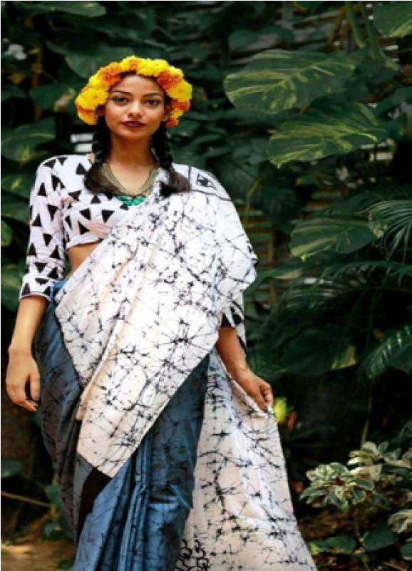 Batik Printed Saree - Ruffle (800x800), Png Download