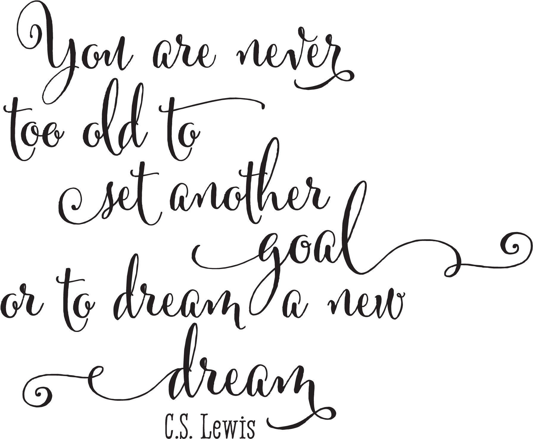 Never Too Old Wall Quotes™ Decal - Calligraphy (1875x1875), Png Download