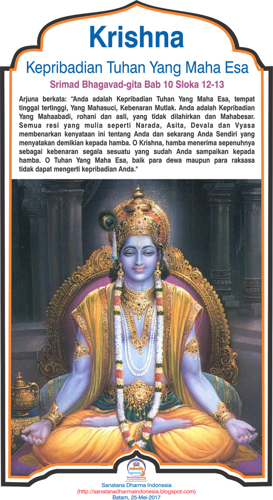 Sanatana Dharma Indonesia - Bhagavad Gita Vishnu (873x1600), Png Download