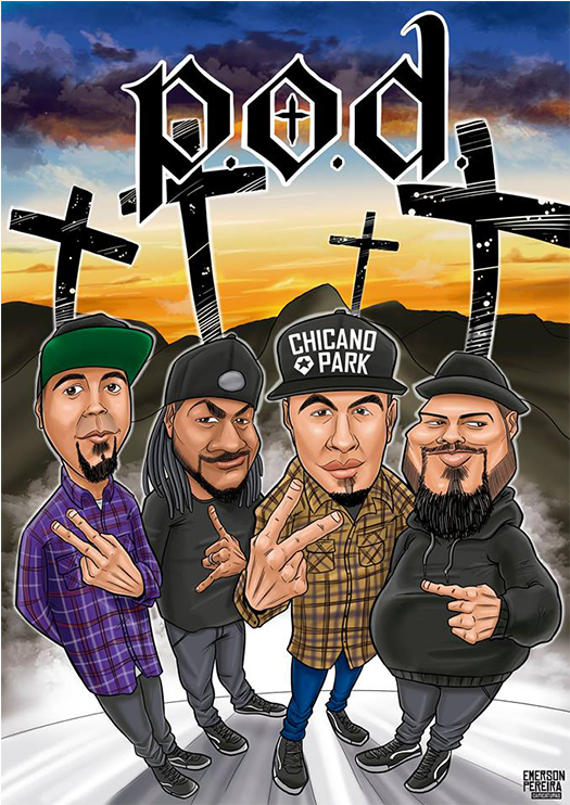 Four Body Caricature And Theme - Poster (1322x1063), Png Download