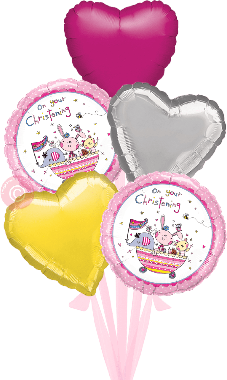 Re On Your Christening Pink Big Bouquet - Heart (1017x1297), Png Download