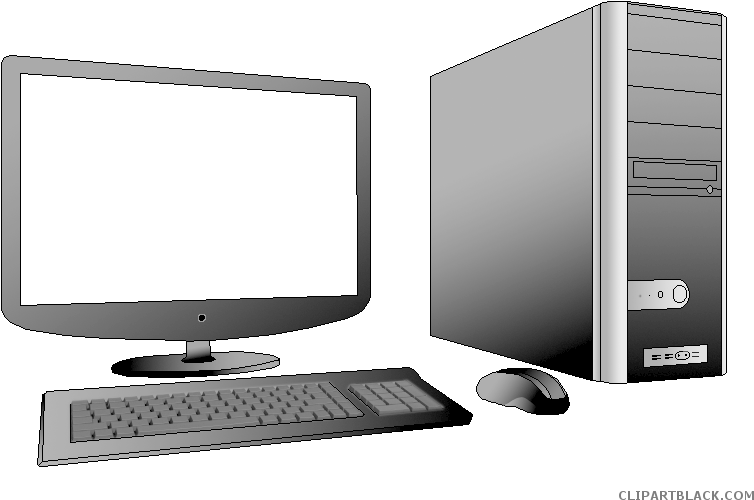 Graphic Library Clipartblack Com Tools Free Black White - Desktop Computer Black And White (800x539), Png Download