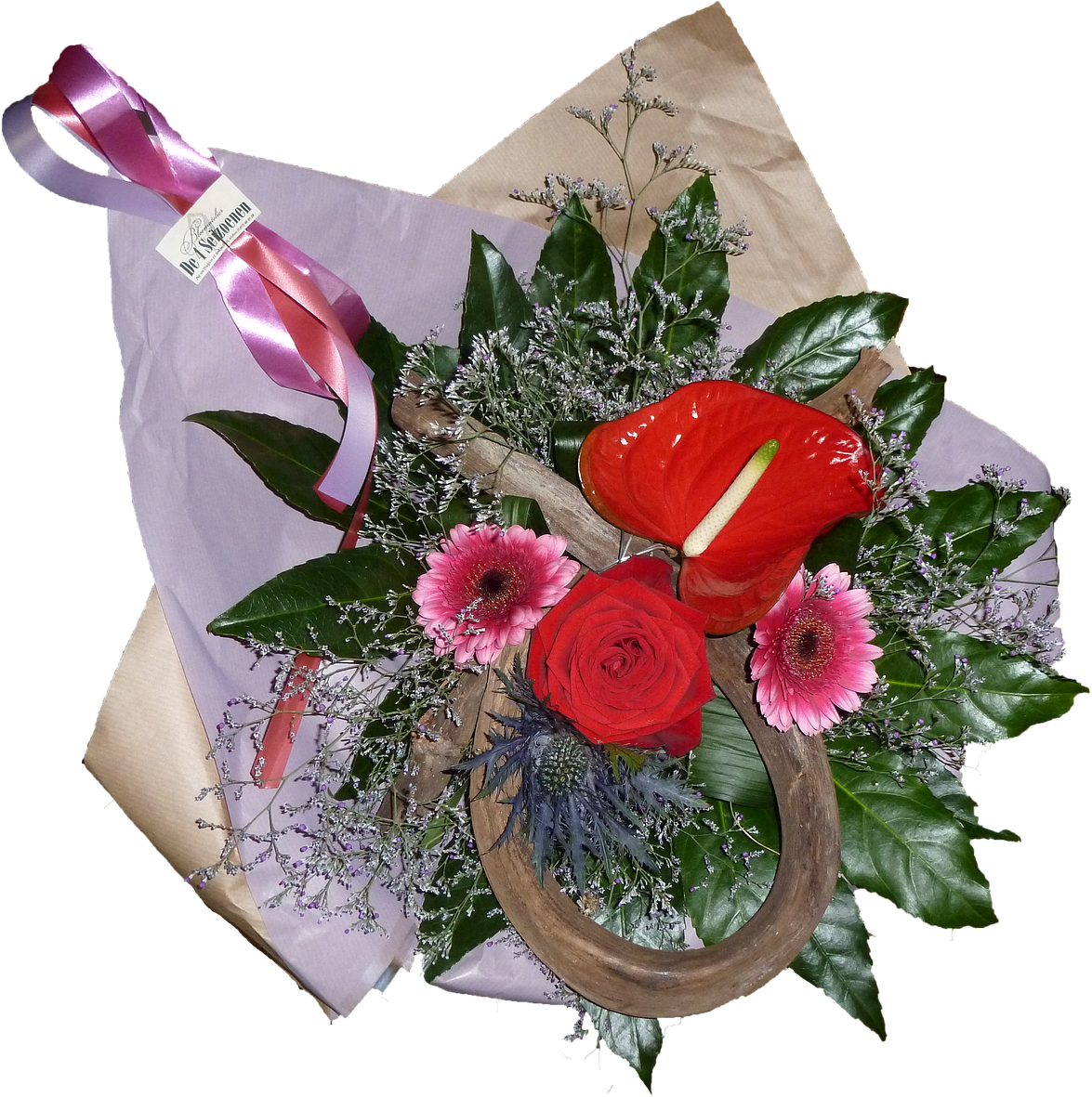 Flower Bouquet Red Anthurium - Bouquet (1280x1185), Png Download