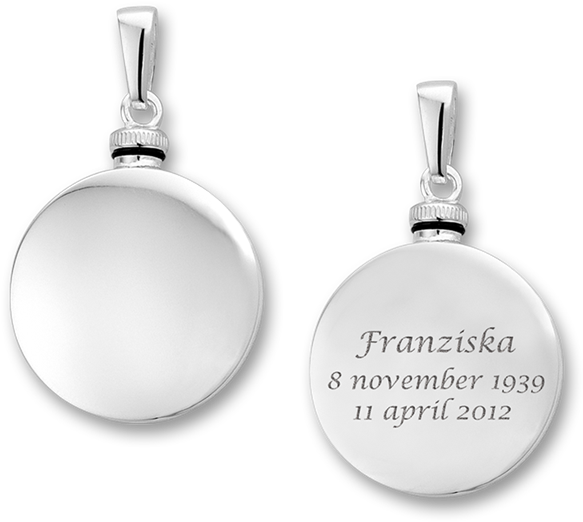 Silver Round Ash Pendant With Engraving - Earrings (800x560), Png Download